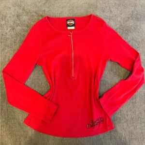 Harley-Davidson Women's Red Zip Front Crop Top